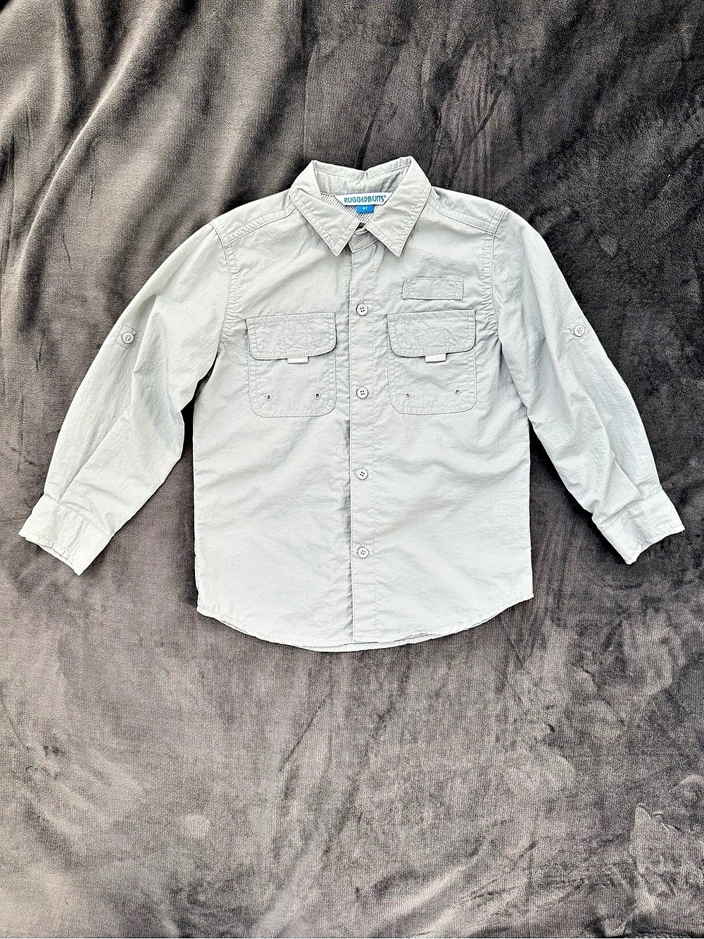 Rugged Butts Boys Long Sleeve Button Down in Mint Green Like New 4T